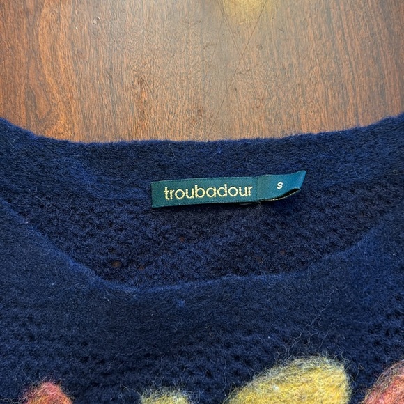 Anthropologie troubadour 100% Wool Bloom Navy Sweater - Picture 4 of 9